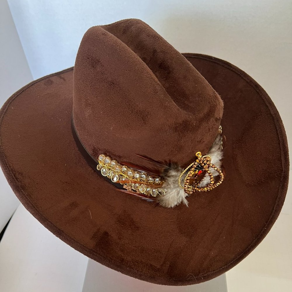 Talla Brown Suede Leather Western Cowgirl Hat